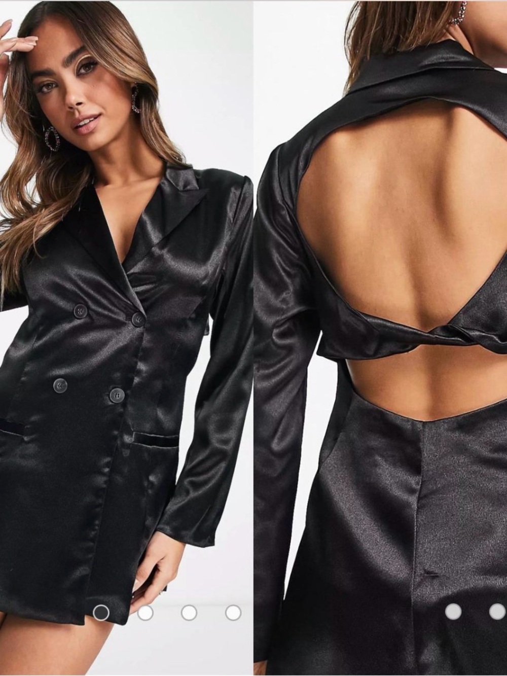 ASOS Black Satin Open-Back Blazer Romper